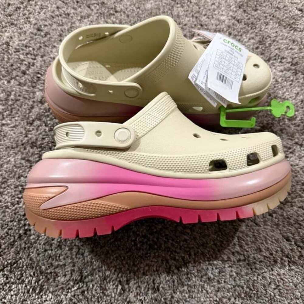 NEW CROCS UNISEX MEGA‎ CRUSH COLOR DIP CLOG 208988 Bone/Multi US W 10 M 8
